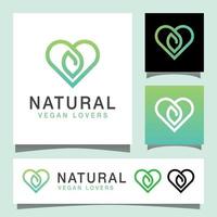 lijntekeningen natuurlijke vegan liefhebbers logo ontwerp vector