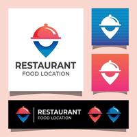 modern restaurant eten locatie logo, pin food, zakelijk voedsel logo, vector sjabloon