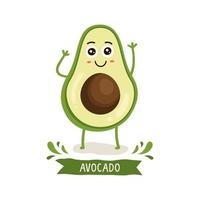 schattig avocado karakter, avocado cartoon vectorillustratie. schattig fruit vector karakter geïsoleerd op een witte achtergrond