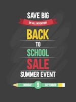 Save Big Terug naar school verkoop poster vector