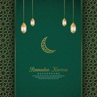 ramadan kareem, islamitische arabische groene luxe achtergrond met geometrisch patroon en mooi ornament vector