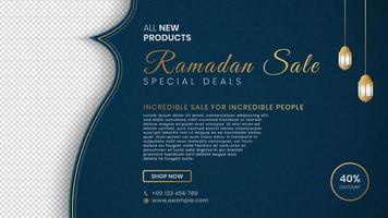 ramadan sale social media post met islamitisch arabisch patroon en lege ruimte voor foto vector