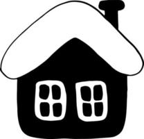 huis hut hand getrokken doodle. , minimalisme, zwart-wit. pictogram sticker peperkoek kerst decor vector