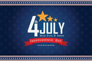4 juli banner vectorillustratie. onafhankelijkheidsdag, ons vlag met 4 juli op blauwe achtergrond. vector