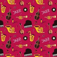 naadloos patroon met jazzmuziekinstrumenten