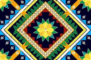bloemen etnisch naadloos patroonontwerp. Azteekse stof tapijt mandala ornament chevron textiel decoratie behang. tribal turkije afrikaanse indische traditionele borduurwerk vector illustraties achtergrond