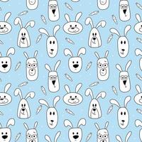 patroon met konijnen en wortelen op een blauwe achtergrond vector
