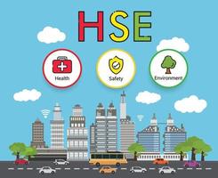 hse-concept, acroniem voor gezondheidsveiligheid, vectorpictogramontwerp vector