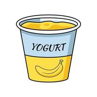 banaan yoghurt vector geïsoleerd op witte achtergrond