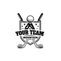 moderne professionele golf logo sjabloonontwerp voor golfclubs, golf heuvel vector berg golfbal silhouet