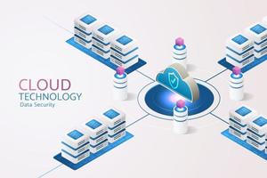 beveiligingsbescherming gegevensverbinding op cloudopslag. vector