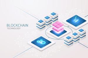 blockchain-technologie via computersysteem vector