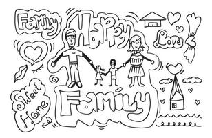 gelukkige familie hand in hand op witte achtergrond. vector