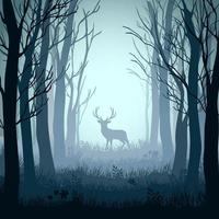 herten in de herfst mistig bos background.vector illustration vector