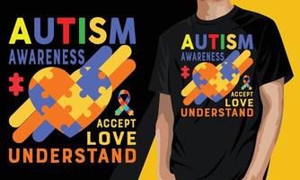 autisme bewustzijn accepteren liefde begrijpen motiverende t-shirt vector