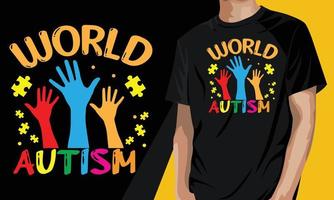 wereld autisme bewustzijn dag kleurrijke puzzel t-shirt vector