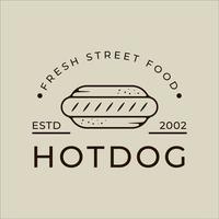 hotdog of hotdogs logo vector lijn kunst eenvoudige minimalistische illustratie sjabloon pictogram grafisch ontwerp. fast food teken of symbool voor menu of restaurant concept met typografie