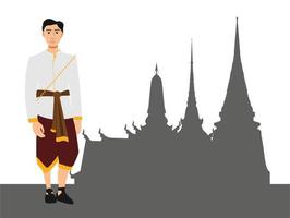 jonge mannen in de nationale klederdracht thailand vector