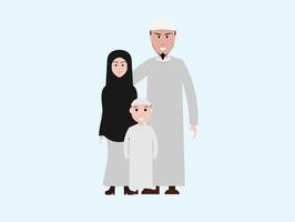 moslim familie cartoon afbeelding islamitische kleding vector