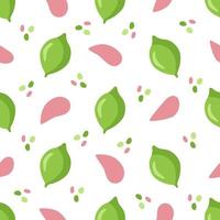naadloos patroon met grote limoenvruchten en roze bladeren. botanische vectorillustratie op een roze achtergrond voor het bedrukken van kleding, textiel, papier, stof, verpakking. vector