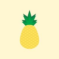 ananas met bladpictogram. tropisch fruit geïsoleerd op een witte achtergrond. symbool van voedsel, zoet, exotisch en zomer, vitamine, gezond. natuur logo. plat begrip. ontwerp element vector illustratie