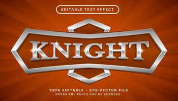 ridder zilverkleur 3D-teksteffect en bewerkbaar teksteffect vector