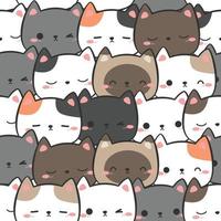 naadloze patroon met kitty kat cartoon doodle vector