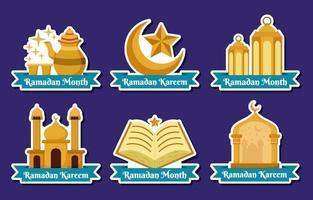 collectie set ramadan maand platte element sticker vector