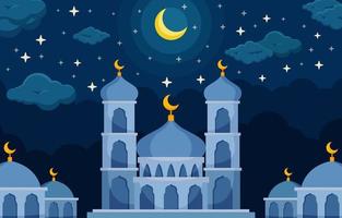 platte ramadan maand moskee achtergrond vector