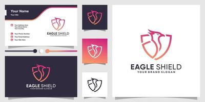 adelaar logo met creatief schild concept en visitekaartje ontwerpsjabloon premium vector