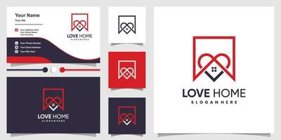 love home-logo met modern concept en visitekaartje ontwerpsjabloon premium vector