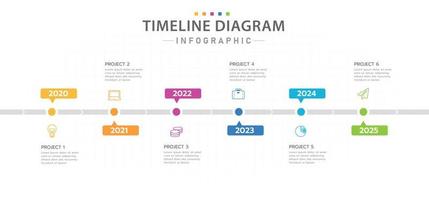 infographic sjabloon voor bedrijven. 6 jaar stappen modern tijdlijndiagram met lijngrafiek, presentatie vector infographic.