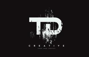 TD td grunge brush brief logo ontwerp in witte kleuren vector illustratie.