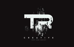 tr tr grunge brush brief logo ontwerp in witte kleuren vector illustratie.