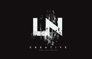 ln ln grunge brush letter logo ontwerp in witte kleuren vector illustratie.