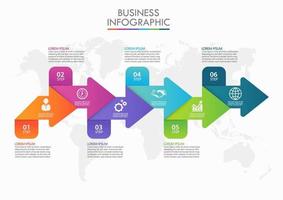 Zakelijke kaart pijl infographic sjabloon vector