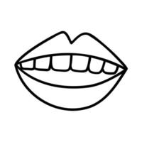 doodl open brede tanden en wow scherpe mond geïsoleerd op een witte achtergrond vector