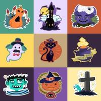 halloween stickers set vector