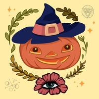 Jack-o-Lantern pompoen en oog vector