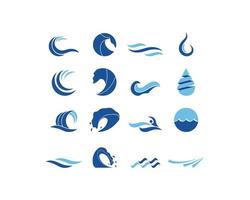 water wave logo set vector