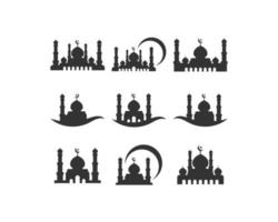 Moskee silhouet icon set vector