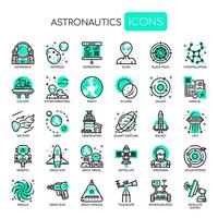 Astronautiek Dunne lijn en pixel perfecte pictogrammen vector