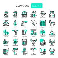 Cowboy-elementen, dunne lijn en pixel perfecte pictogrammen vector