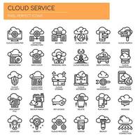 Cloudservice, dunne lijn en perfecte pixelpictogrammen vector
