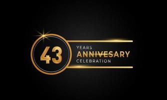 43-jarige jubileumviering gouden en zilveren kleur met cirkelring voor feestgebeurtenis, bruiloft, wenskaart en uitnodiging geïsoleerd op zwarte achtergrond vector