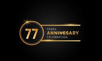 77-jarige jubileumviering gouden en zilveren kleur met cirkelring voor feestgebeurtenis, bruiloft, wenskaart en uitnodiging geïsoleerd op zwarte achtergrond vector
