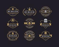 vintage retro badge ham beef burger voor fastfood restaurant logo ontwerp inspiratieset van vintage retro badge ham beef burger voor fast food restaurant logo ontwerp inspiratie vector