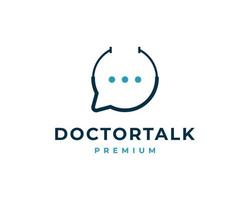 dokter chat praten overleg met stethoscoop logo vector ontwerp inspiratie