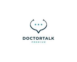 dokter chat praten overleg met stethoscoop logo vector ontwerp inspiratie
