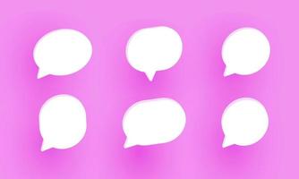 3D-paarse toespraak bubble chat icoon collectie set poster en sticker concept banner vector